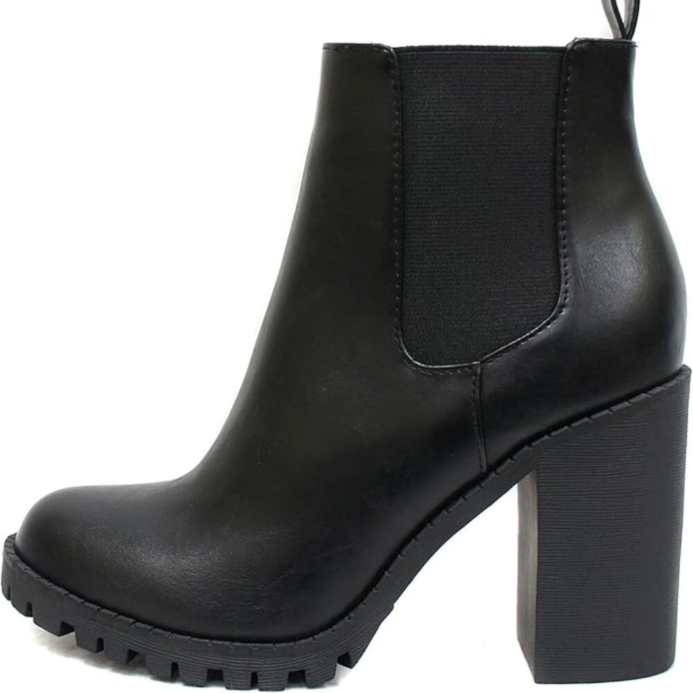 Soda Glove - Ankle Boot w/Lug Sole Elastic Gore and Chunky Heel